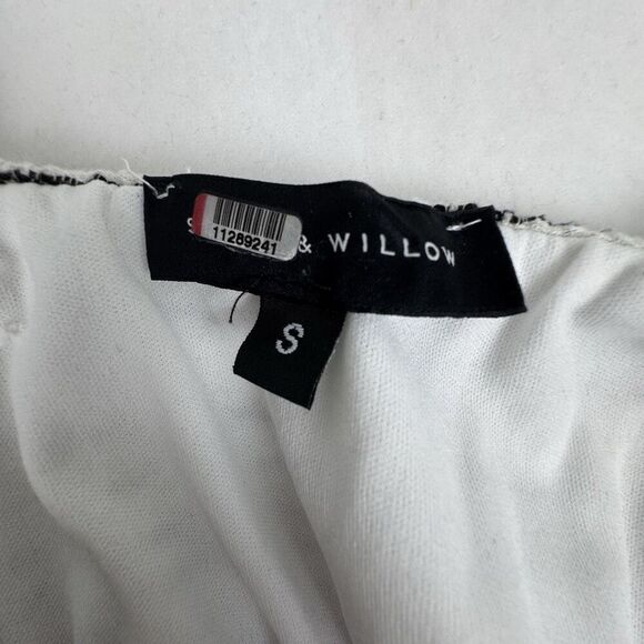 Slate & Willow Tiered Midi Dress Small Black White Stripe Tie Front Boho Cottage - Picture 10 of 15